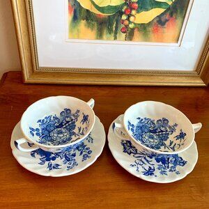 Royal Doulton China "The Kirkwood" Double Handled Soup Bowls and Under Plates